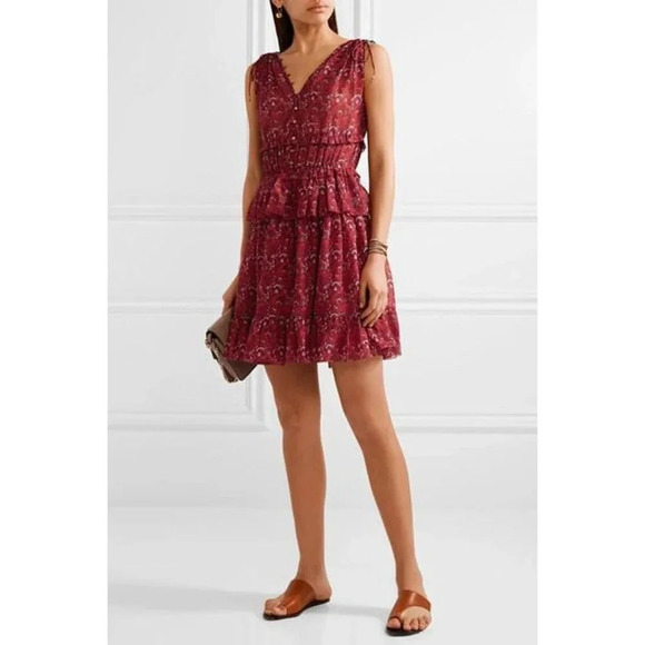 NWT Ulla Johnson Ruby Red Noelle Silk-georgette Dress $495 - Picture 2 of 14